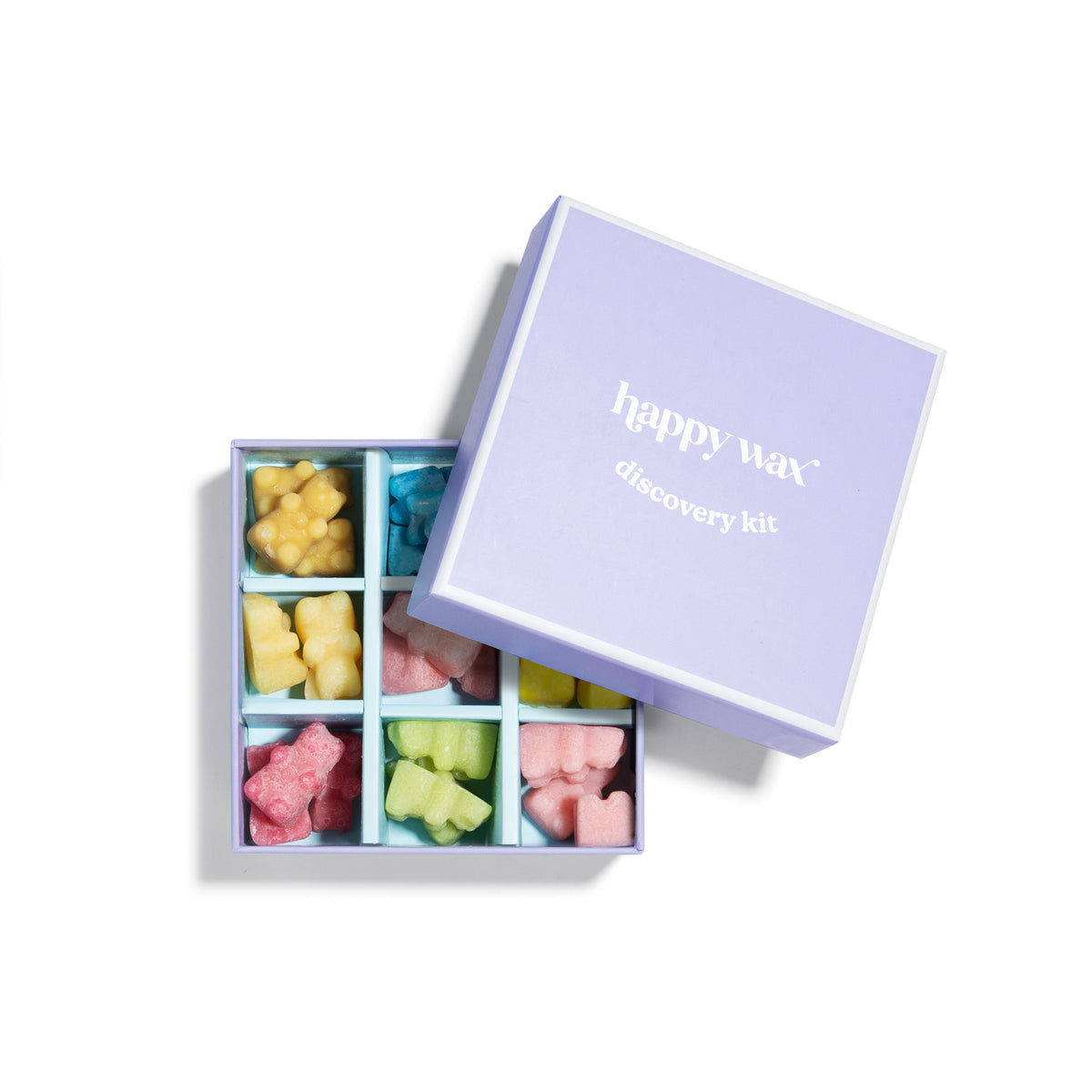 Wax melt discovery box with nine different scents on white background