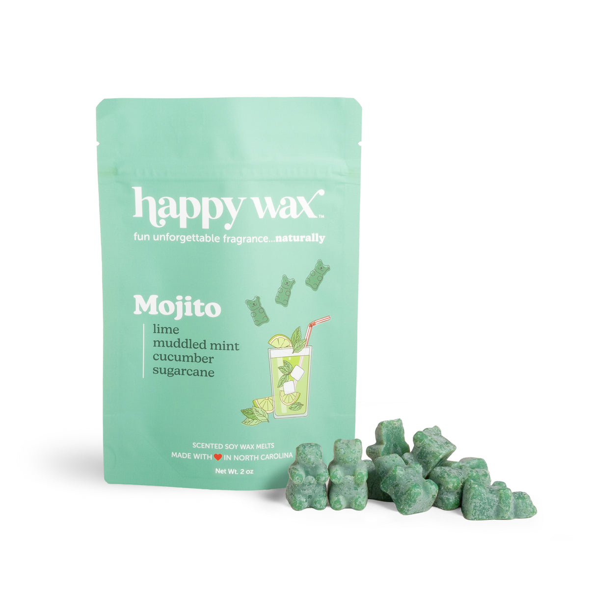 Happy Wax Mojito wax melt packaging on white background