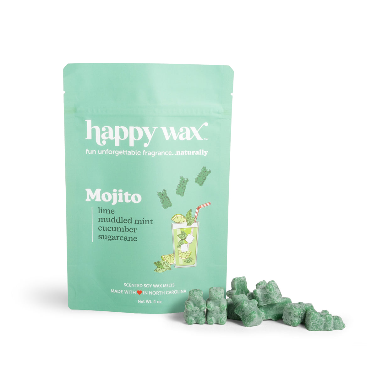 Happy Wax Mojito wax melt packaging on white background