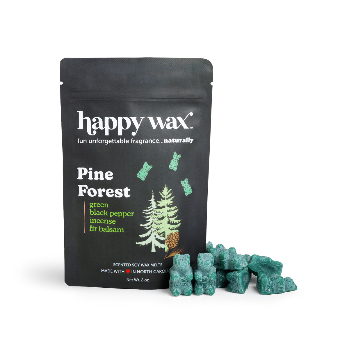 Happy Wax Pine Forest 2 ounce packaging with green bears