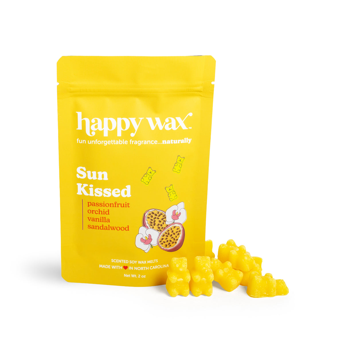 Happy Wax Sun Kissed wax melts packaging on a white background
