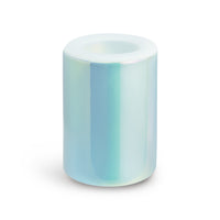 Cylindrical wax warmer with light blue to white gradient finish and top opening.