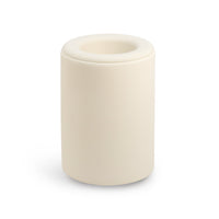 Cream-colored cylindrical wax warmer with removable top and central heating bowl.
