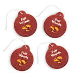 Four Happy Wax Fall Woods Car Charms on white background
