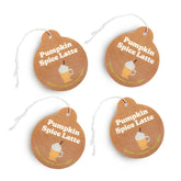 Four Happy Wax Pumpkin Spice Latte Car Charms on white background