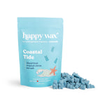 Happy Wax Coastal Tide wax melts packaging with wax melts on a white background