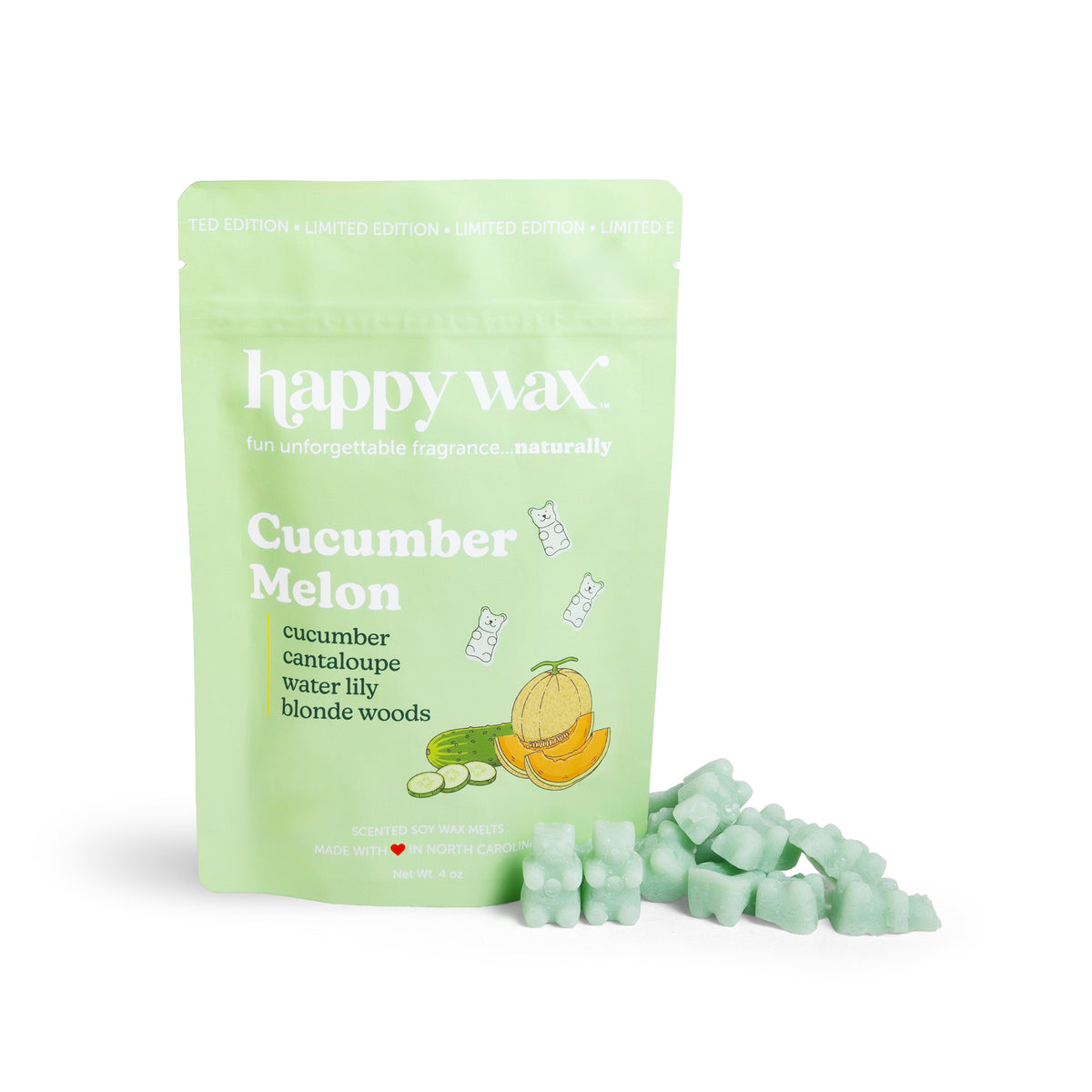 Happy Wax Cucumber Melon wax melt package on a white background