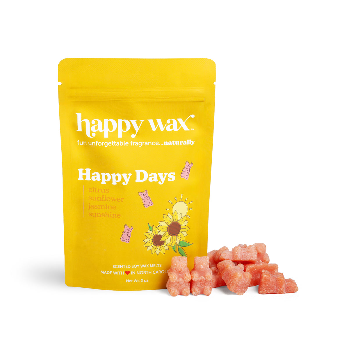 Happy Wax Melts, Happy Days with oranges bears on white background 