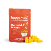 Happy Wax Marigold & Moss pouch with yellow wax bears on white background