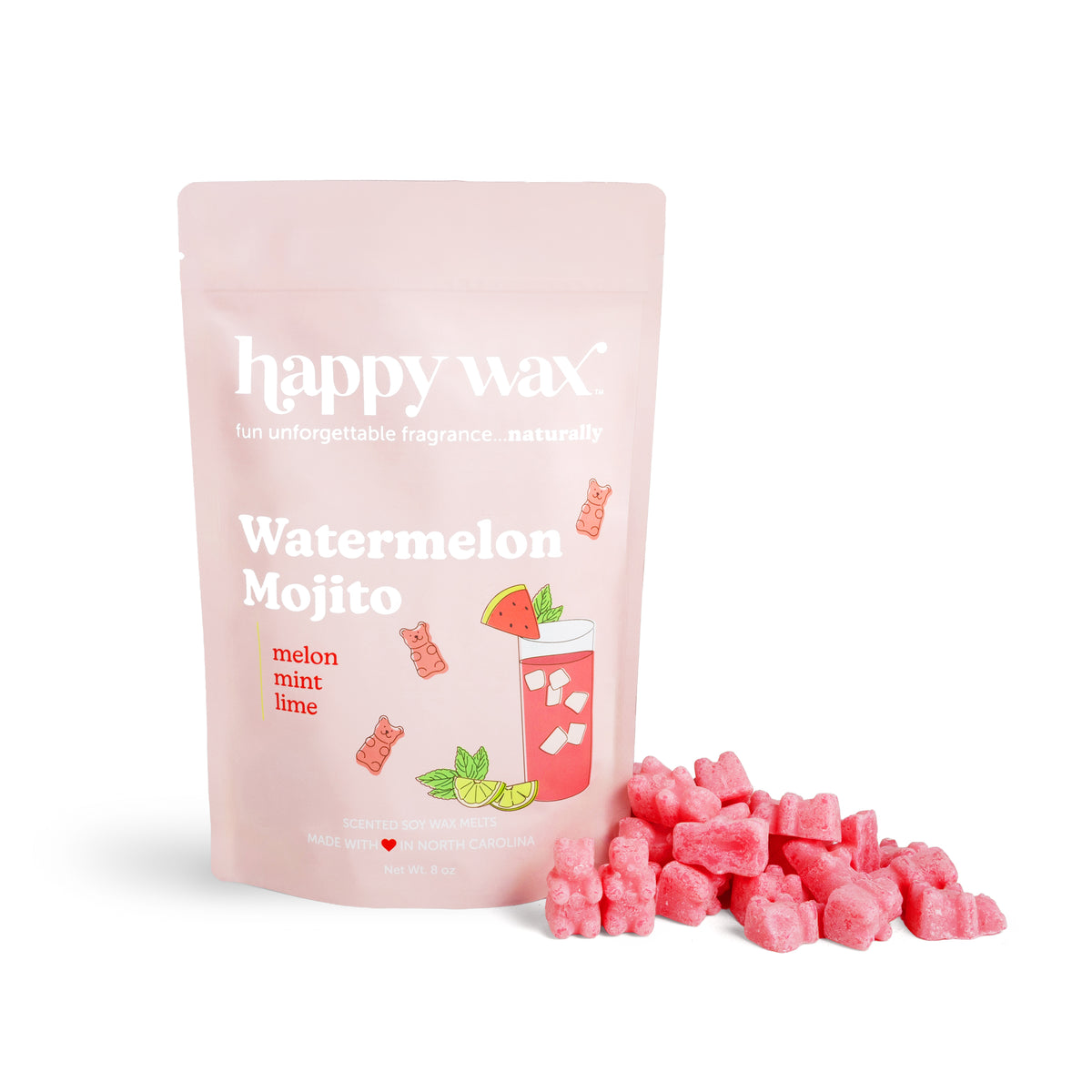 Happy Wax Watermelon Mojito wax melts packaging on a white background